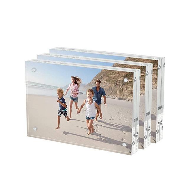 AITEE Acrylic Picture Frame 4x6，Clear Double-Sided Photo Frame，Magnetic Photo Frames Desktop Display.（3pcs 10 + 10MM Thickness ）