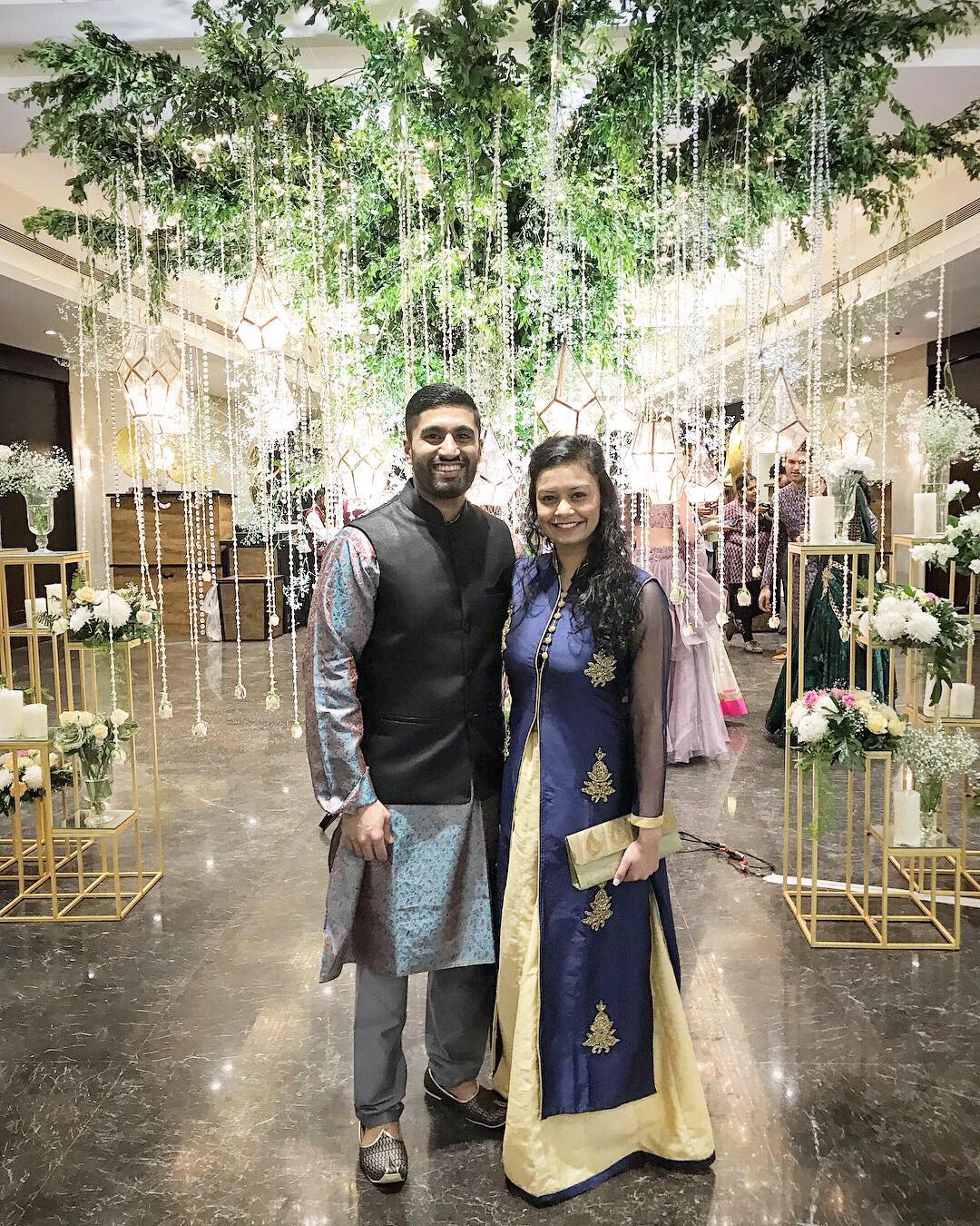 Beautiful backdrop at India wedding...we did our best to look good on 3 hours of sleep.