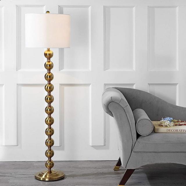 SAFAVIEH Lighting Collection Reflections Modern Farmhouse Stacked Ball Brass 59-inch Living Room Bedroom Home Office Standing Floor Lamp (LED Bulb Included)