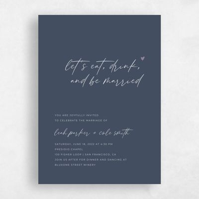 Grayed Navy, Blue Wedding Invitation - Marley Classic