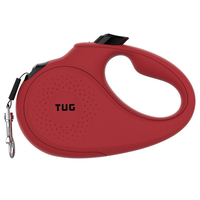 TUG Monochrome Tiny 360° Tangle-Free Retractable Dog Leash | Cat Leash | 10 ft Strong Nylon Tape (Tiny, Red)