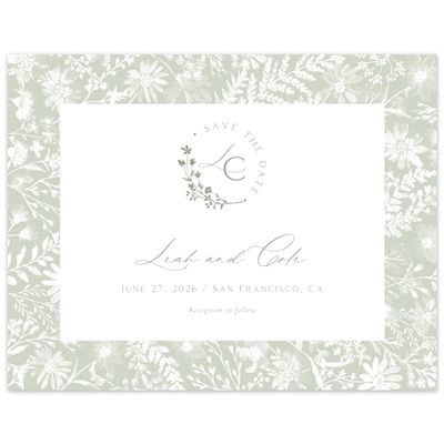 Green Rustic Wedding Digital Save the Date - Wildbloom Landscape