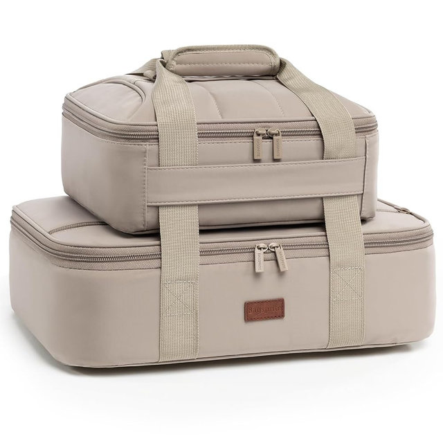 2-Piece Insulated Casserole Carrier Set, Fits 9" x 13" Baking Dish, Food Transport Carrier for Hot & Cold Dishes, Reusable Potluck Tote for Thanksgiving, Holiday Parties, Family Gatherings & Travel