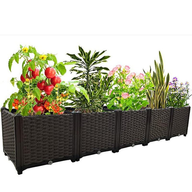 Souwuokoo Large Planters for Outdoor Plants Raised Garden Bed Elevated Rectangular Garden Box Kits for Gardening, Vegetables, Flowers and Herbs in Backyard Patio Balcony