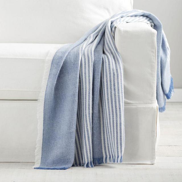 Clover Stripe Throw, 50 x 60", Light Blue
