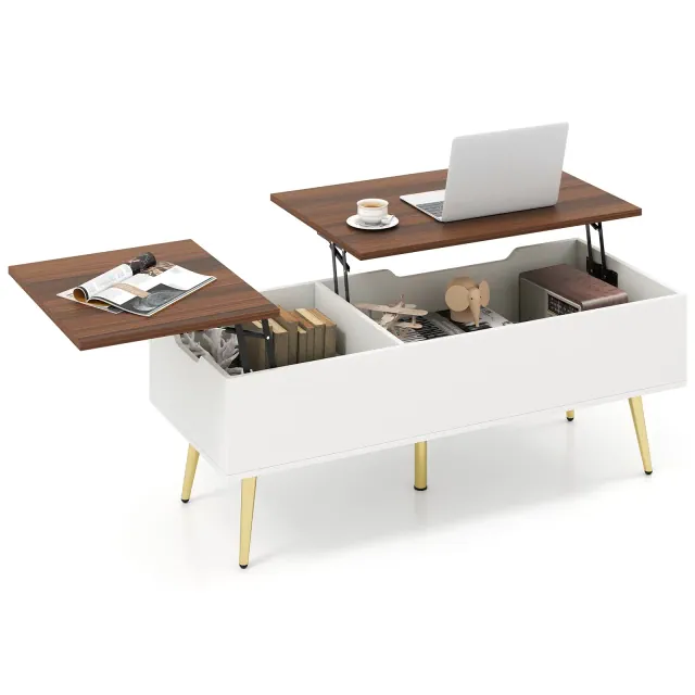 Costway Lift Top Coffee Table w/ Storage Multi-Functional Home Center Accent Table for Living Room White