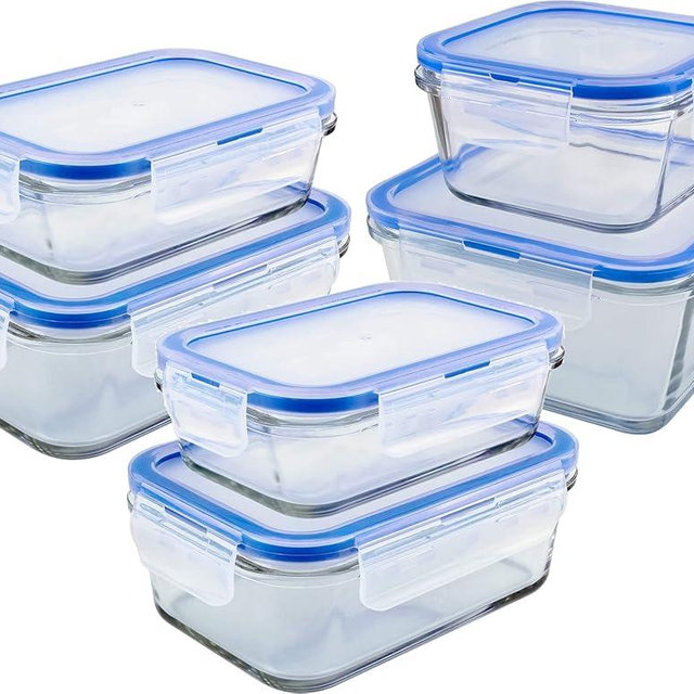 Glass Containers BPA-Free Locking Lids - 6 Pack, Premium Meal Prep Containers, Leakproof, Airtight, Microwave, Oven, Freezer, Dishwasher Safe, Ideal for Lunch, Kitchen, and Food Storage (Set of 6)