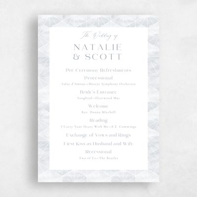 Periwinkle Gray, Grey Wedding Program - Orion