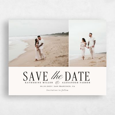 Beige Wedding Save the Date - Dove Multiphoto