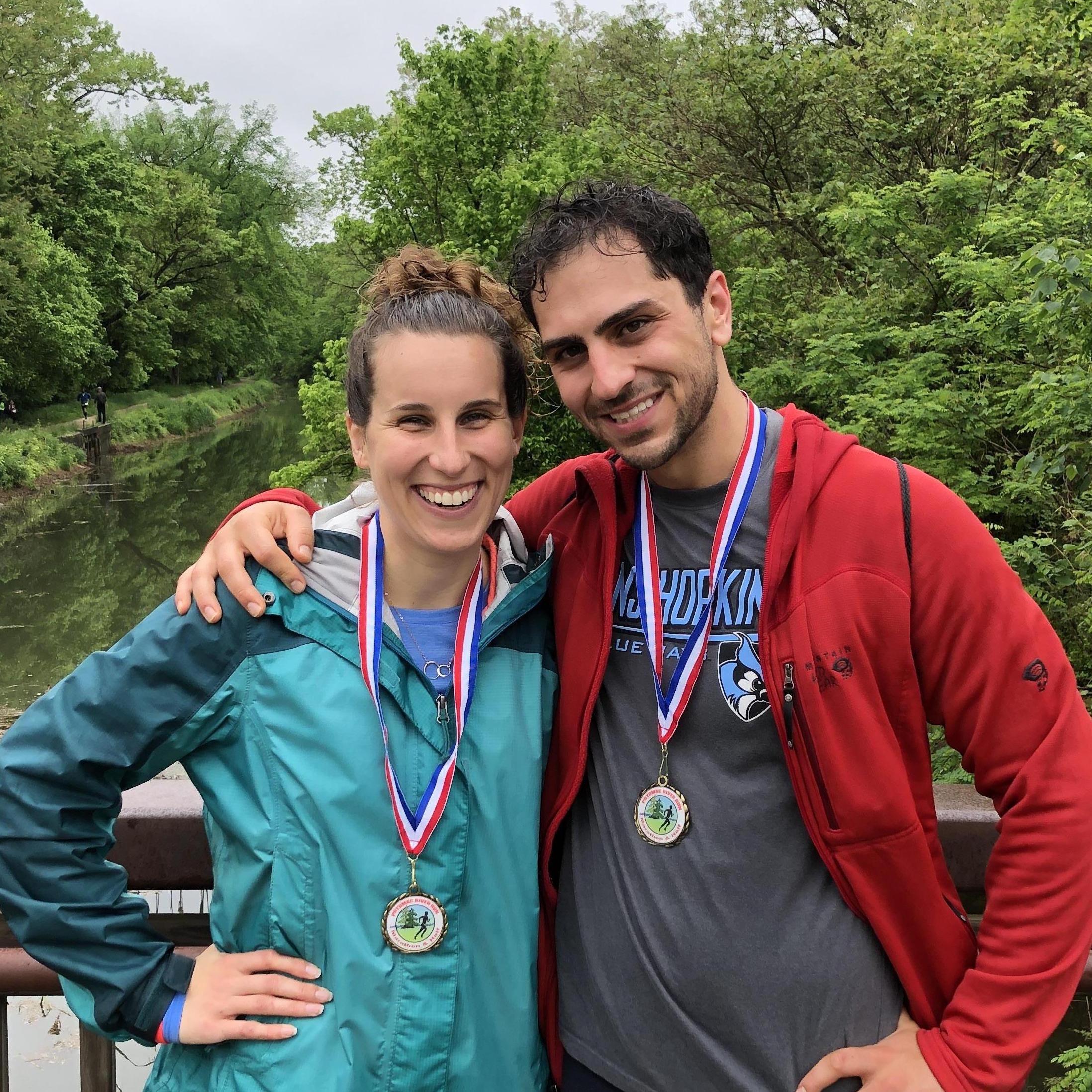 Gabriel's first half marathon in DC, it rained the entire time but we did it (thanks in large part to Liz running along side us and Eric cheering us on)!