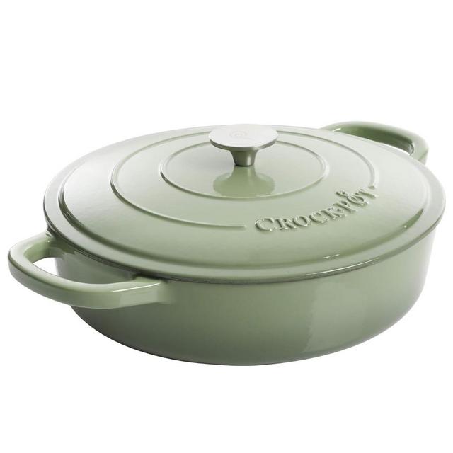 Crock Pot Cast Iron Braiser W/Lid, 5-Quart, Pistachio