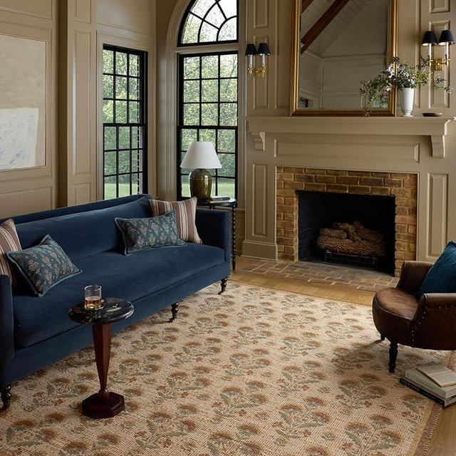 Loloi Chris Loves Julia Rue Collection RUE-01 Wheat/Sage 7'-6" x 9'-6" Area Rug Jute Neutral Floral Living Room Bedroom Rug