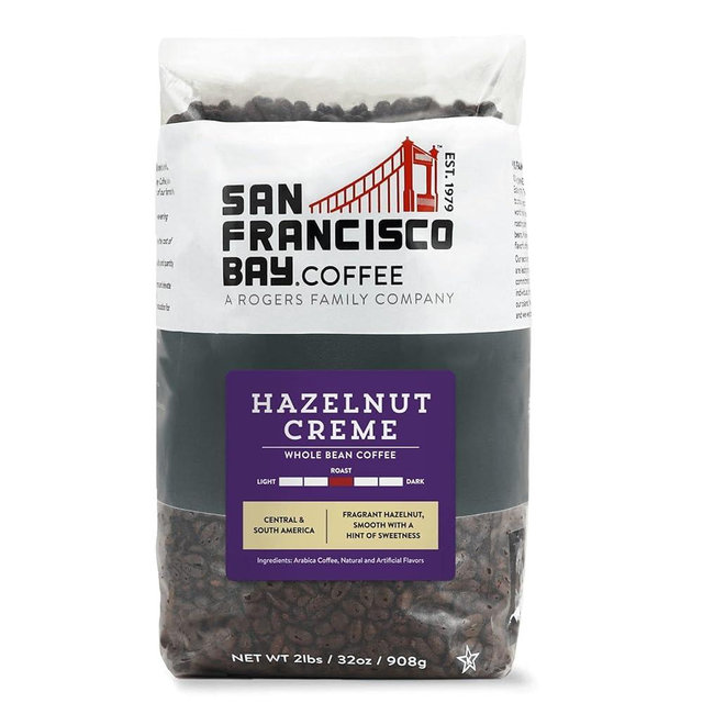 San Francisco Bay Coffee - Flavored Medium Roast Whole Bean Coffee - Hazelnut Crème (2 lb bag)