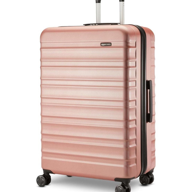 Amazon Basics 30" Hardside Checked Luggage, Hardshell Suitcase With Wheels, Expandable For Up to 15% More Space, With Scratch-Resistant Surface, Four Multi-directional Wheels, Rose Gold