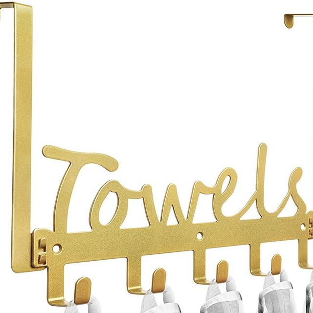 Over The Door Towel Rack Towel Hooks Holder Heavy Duty Organizer on Bathroom Cabinet Cupboard Door Hooks for Towel, Robe,Coat, Bag,Keys - 5 Hooks