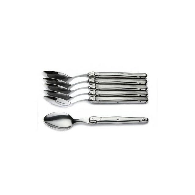 Laguiole 6 small spoons, stainless steel, wooden box
