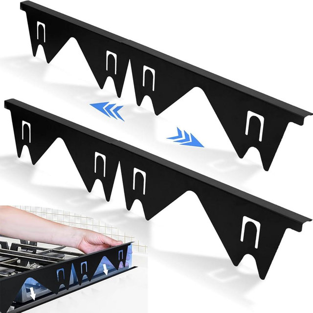 Stainless Steel Stove Gap Covers (2 Pack),Stove Gap Filler,Stove Gap Guards for Gas Range,Range Trim Kit,Heat Resistant & Easy to Clean, Easy Retractable Length 13.8" to 27.5" (Black)