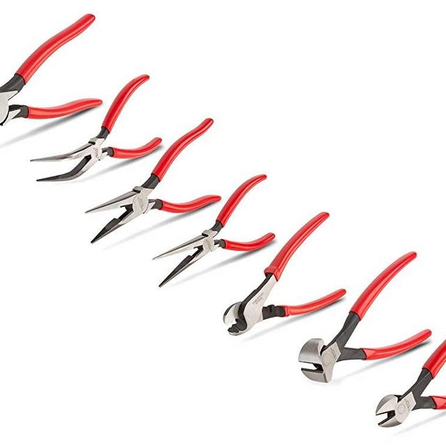 TEKTON Pliers Set, 7-Piece (Long Nose, Diagonal Cutting, End Cutting, Cable Cutting, Lineman's) | PLR99010