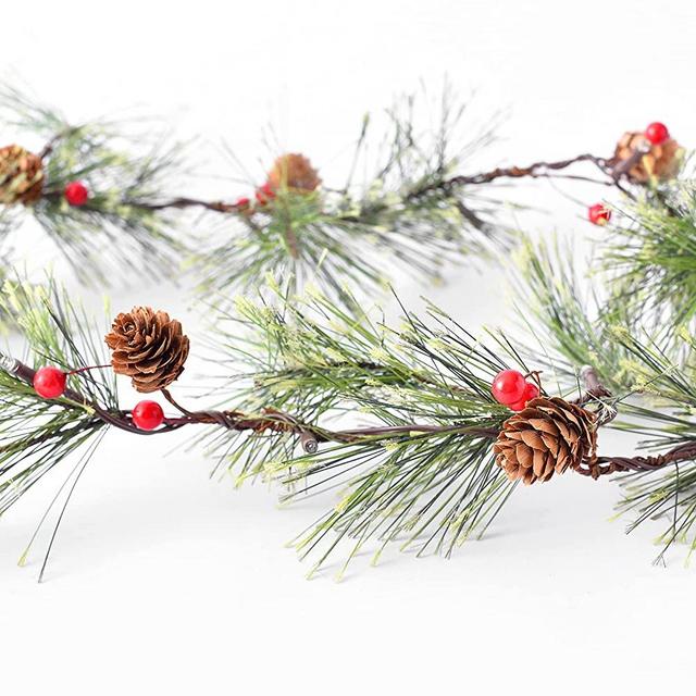 PROWREATH Christmas Smokey Pine Garland, 6ft Natural Rustic Christmas Garland with Lights, Ideal for Decorating Rooms, fireplaces, Chandeliers, Stairs.