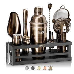 BARE BARREL Bartender Kit Bar Set - Color: Brass/Black