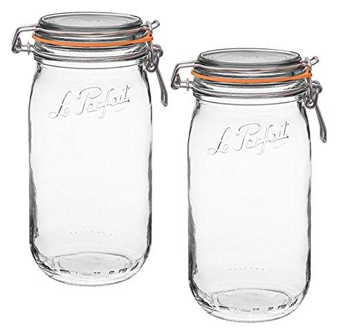Le Parfait French Glass Super Jar with 85 mm gasket, 1.5 Liter (Pack of 2)