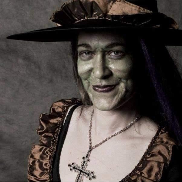 The green faced witch Hunter met at the Halloween Party, October 31, 2011. Photo by Philip E. Griffith.