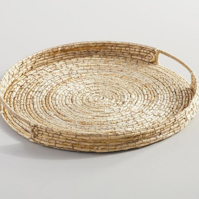 Wynne Coil Woven Abaca Tray - Light Natural