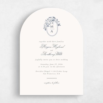 Blue Arch Wedding Invitation - Palais Classic
