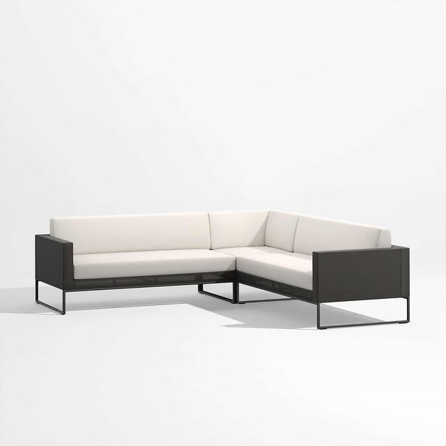 Dune 3-Piece Black and White L-Shaped Outdoor Sectional Sofa