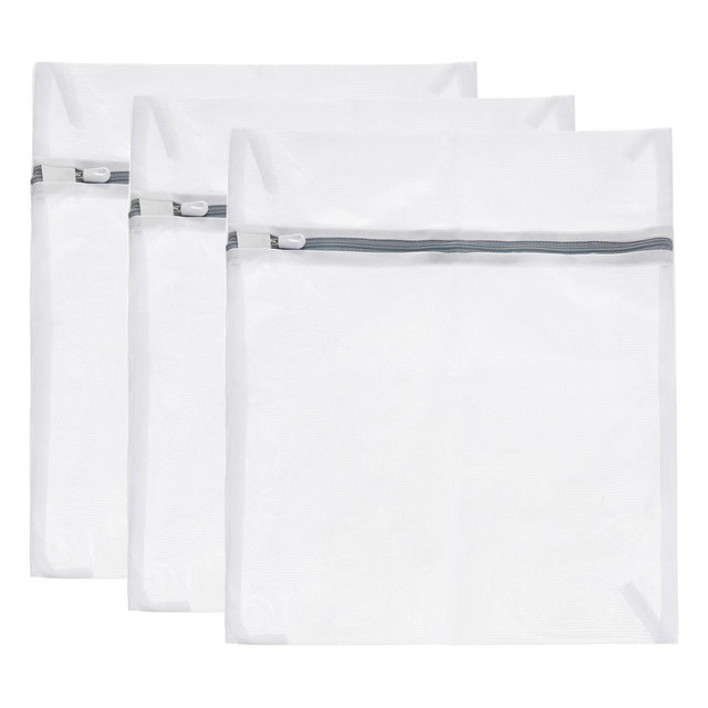 Unique Bargains Mesh Storage Laundry Bags with Zipper for Delicate Clothing 3 Pcs Gray 23.6"x23.6"
