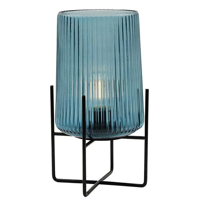 Battery Operated Table Lamp with Timer, Cordless Lamps for Home Decor, Battery Powered Nightlight with LED Bulb, Decorative Lights for Living Room Bedroom Tabletop Entryway Centerpiece Gift(L-Blue)