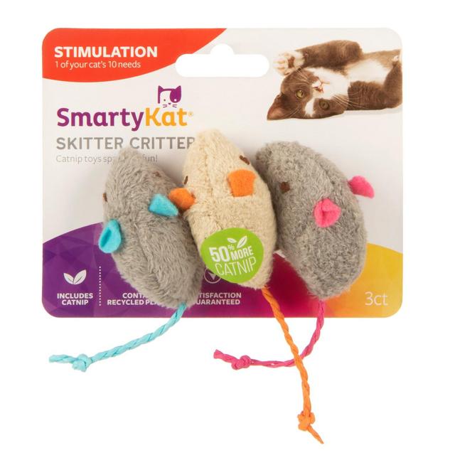 SmartyKat Skiter Critter Catnip Cat Toys - Gray & Tan