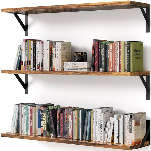 VMROF Long Wall Shelves, 36 Inches Floating Book Shelves, Hanging Book Shelves for Wall, Long Large Deep Floating Shelves for Kitchen Bedroom