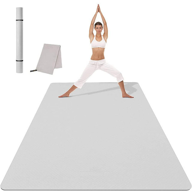 CAMBIVO Large Yoga Mat (6'x 4'), Extra Wide Workout Mat for Men and Women, 1/3 &1/4 Thick Exercise Fitness TPE Mat for Home Gym, Yoga, Pilates, Workout