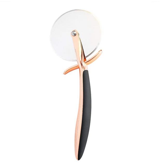 Pizza Cutter, Stainless Steel Wheel Slicer Easy To Clean, Kitchen Gadget Super Sharp Pizza Slicer with Non Slip Handle, Rose Gold