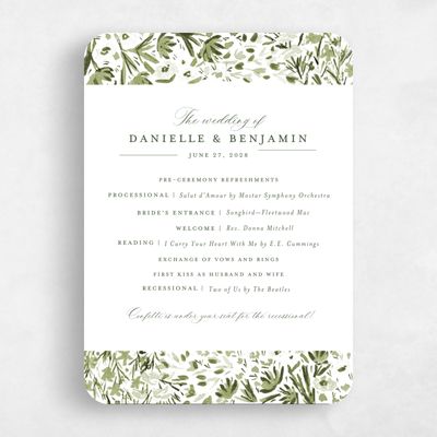 Green Rounded Wedding Program - Giverny