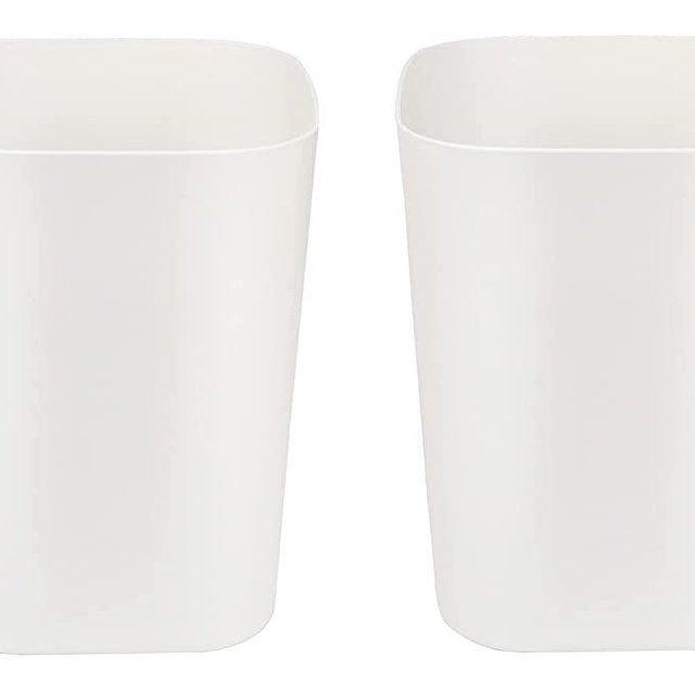 Besli 2 Gallon Small Trash Can Garbage Can Wastebasket for Bathroom Bedroom Kitchen Office (White, 2 Pack)