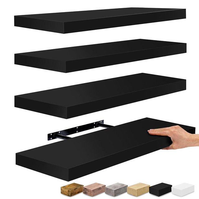 Sorbus Floating Shelves, Wall Shelves for Bedroom, Kitchen, Living Room, Bathroom Shelves Over The Toilet, Home Decor, Farmhouse Style, 24 x 9 Inch Wall Mounted Floating Shelves for Wall (4 Pack)