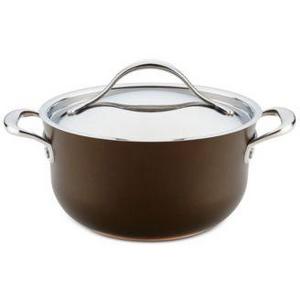 Anolon - Nouvelle 4-Qt. Copper Luxe Sable Hard-Anodized Non-Stick Casserole