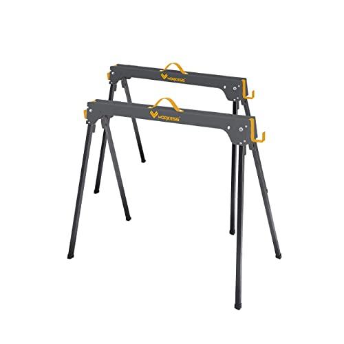 29 in. H Metal Folding Sawhorse with 1,100 lbs. Load Capacity Per Horse (2-Pack)