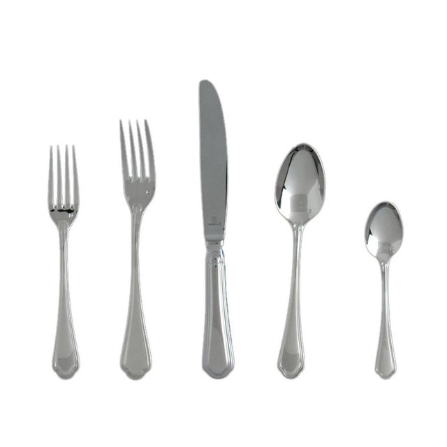 Fortessa Tableware Solutions 20pc Medici Stainless Steel Flatware Set Silver: Modern Silverware Set, Service for 4