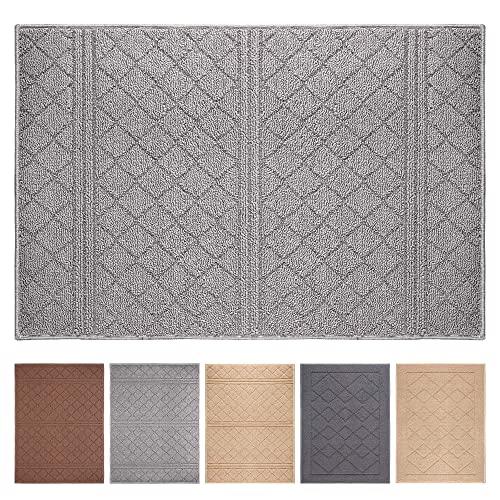 Indoor Doormat Absorbent Front Door Mat Rubber Backing Non Slip Door Mats Inside Dirt Trapper Mats Entrance Front Door Rug Shoes Mat Machine Washable - Grey, 32"x48"