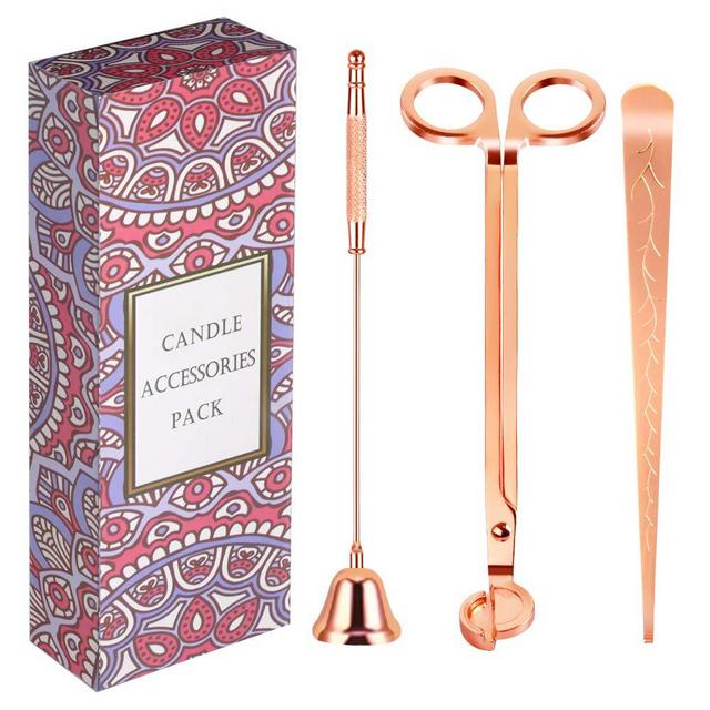 RONXS 3 in 1 Candle Accessory Set, Candle Wick Trimmer Candle Cutter, Candle Snuffer, Candle Wick Dipper with Gift Package for Candle Lover