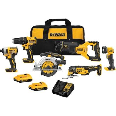 DEWALT 6-Tool 20-Volt Max Brushless Power Tool Combo Kit with Soft Case (2-Batteries and charger Included)