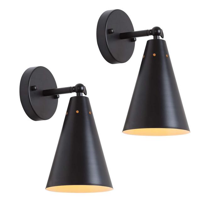 Black Industrial Wall Sconces Set of Two,Rustic Metal Wall Sconce Lighting,Farmhouse Wall Sconce Fixture Bronze Finish Vintage Edison Arm Swing Wall Lights for Bedroom,Living Room,Reading,Kitchen