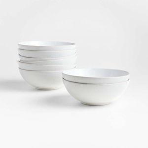 Craft White Stoneware Cereal Bowls, Set of 8 + Reviews | Crate & Barrel