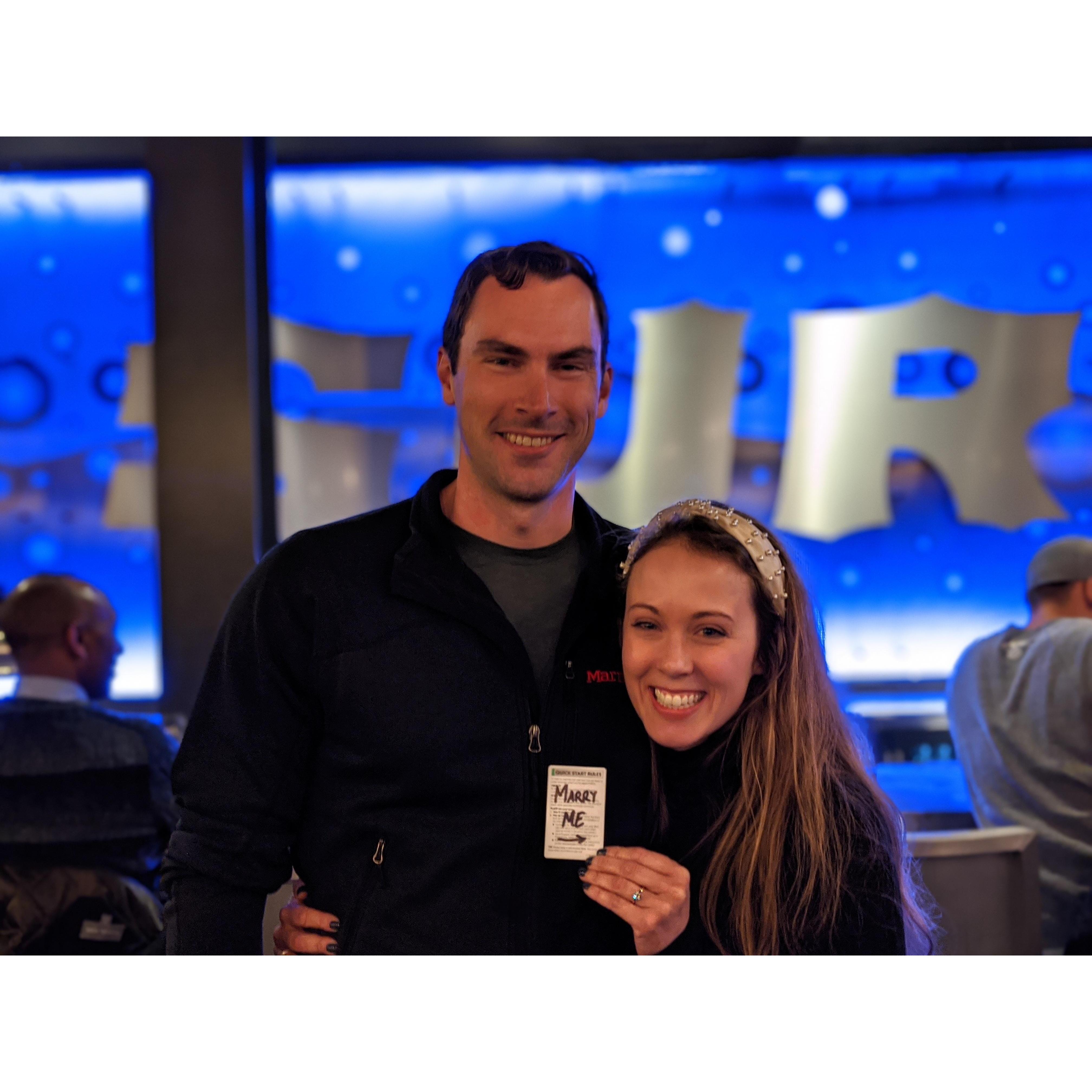 Mike proposed at Surly Brewery 11/27/19