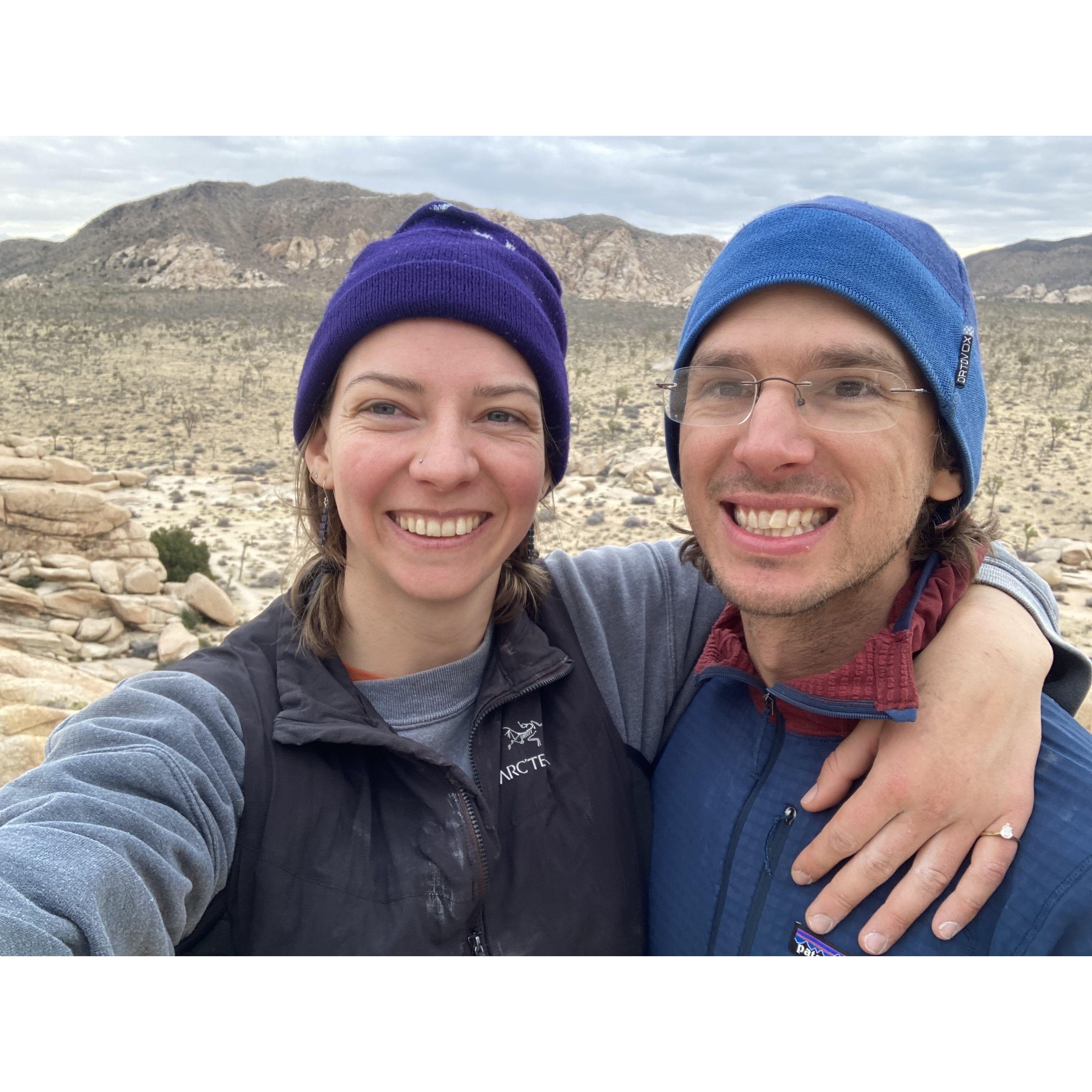 Nick proposed in Joshua Tree National Park, where we took one of our first climbing trips together.