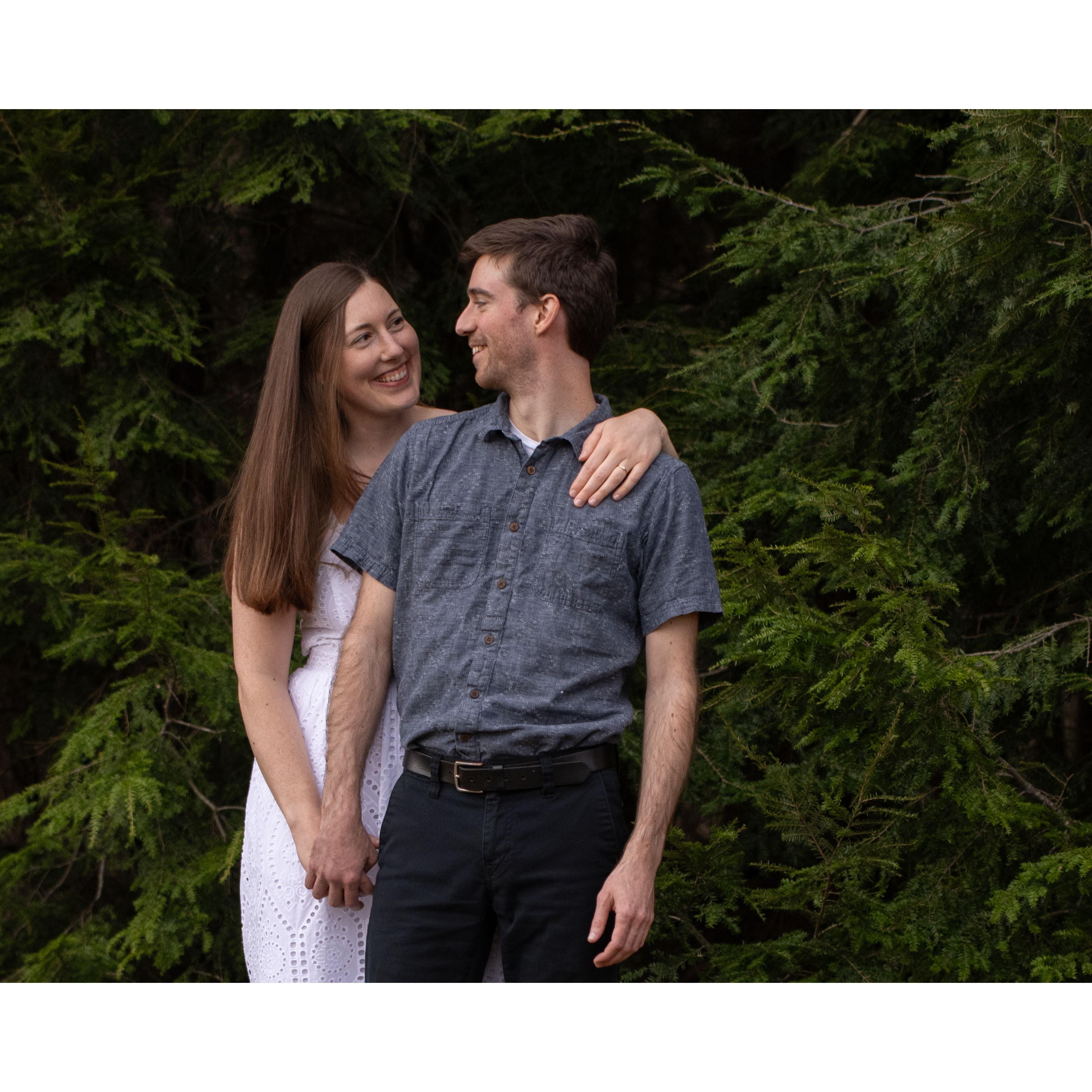 DIY engagement photos in our backyard in 2025