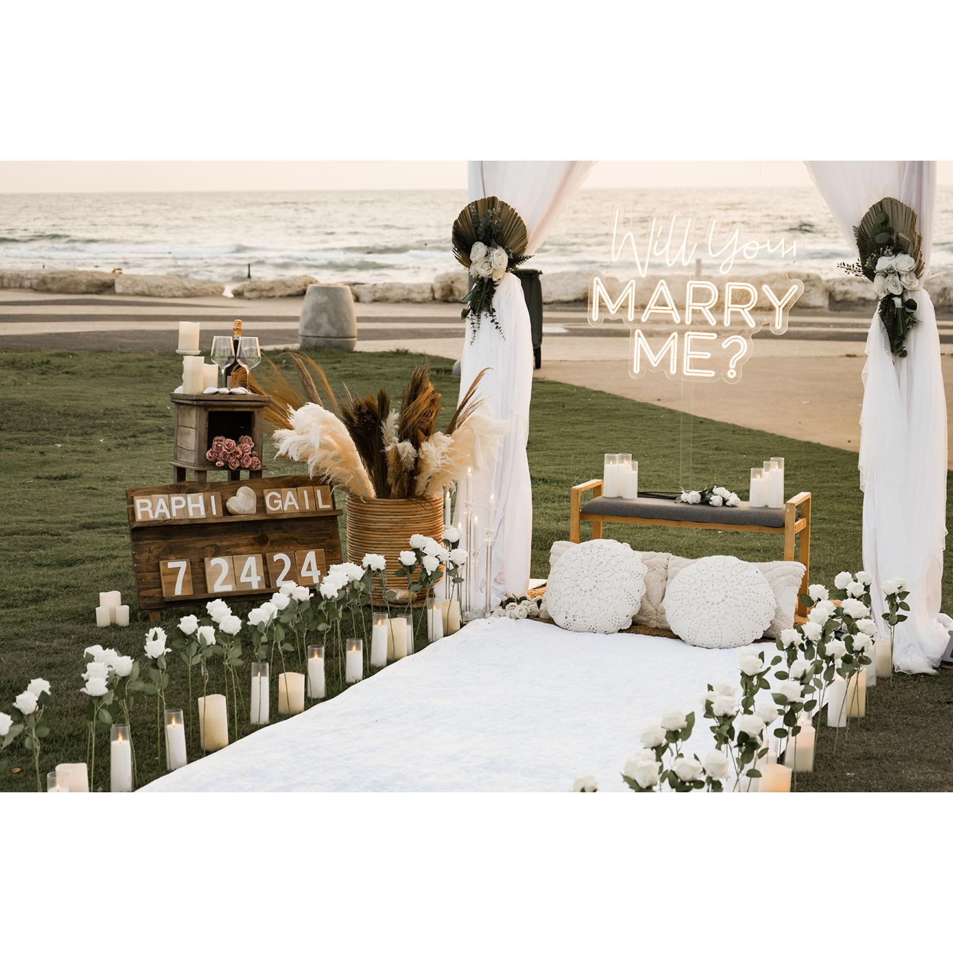 We got engaged at this beautiful set up on the beach in Tel Aviv!